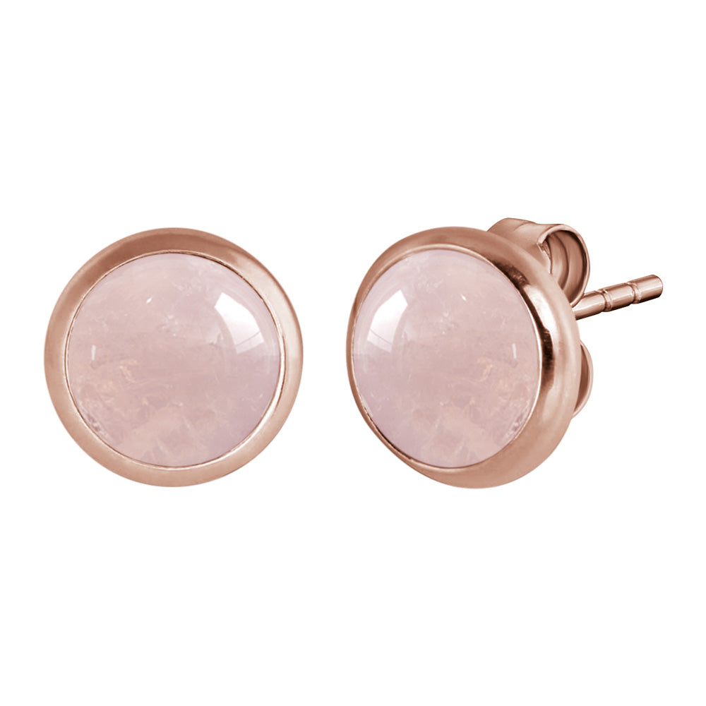 ENGELSRUFER ROSE GOLD ROSE QUARTZ STUD EARRINGS