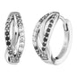 ENGELSRUFER SILVER DARK SHADE INFINITY PARADISE CZ HOOP EARRINGS