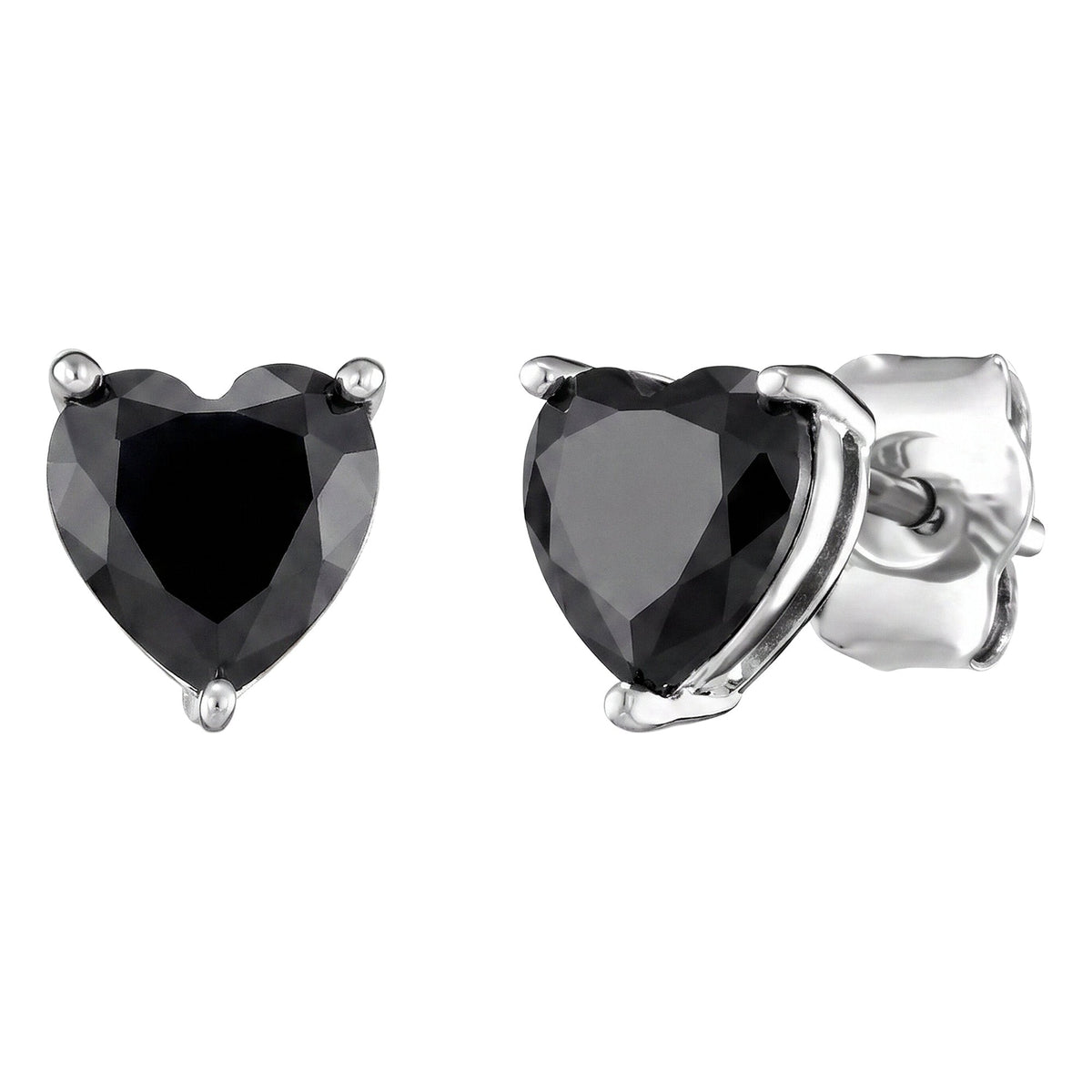 ENGELSRUFER SILVER HEART SOLITAIRE BLACK CZ EARRINGS