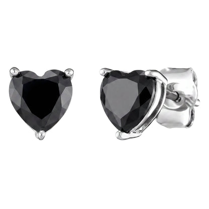 ENGELSRUFER SILVER HEART SOLITAIRE BLACK CZ EARRINGS