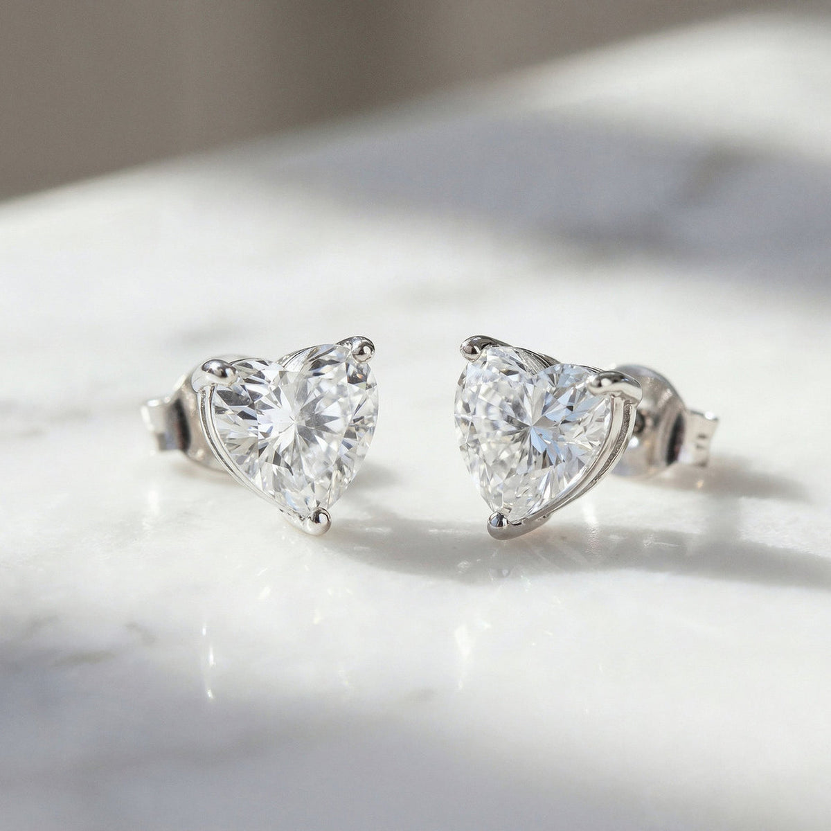 ENGELSRUFER SILVER HEART SOLITAIRE CZ EARRINGS