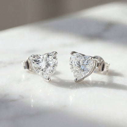 ENGELSRUFER SILVER HEART SOLITAIRE CZ EARRINGS