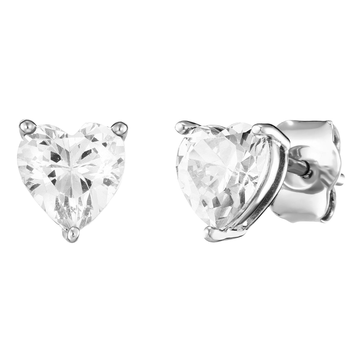 ENGELSRUFER SILVER HEART SOLITAIRE CZ EARRINGS