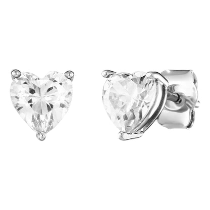 ENGELSRUFER SILVER HEART SOLITAIRE CZ EARRINGS