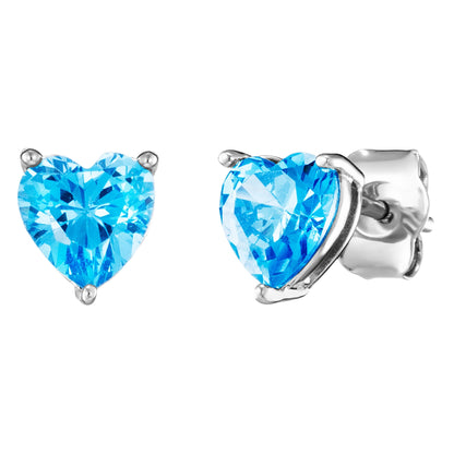 ENGELSRUFER SILVER HEART SOLITAIRE BLUE CZ EARRINGS