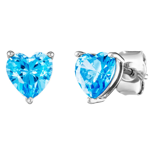 ENGELSRUFER SILVER HEART SOLITAIRE BLUE CZ EARRINGS