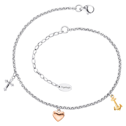 ENGELSRUFER STEEL FAITH LOVE & HOPE ANKLET