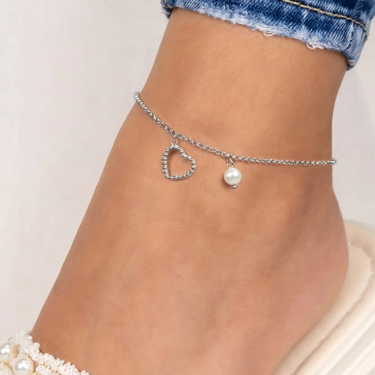 ENGELSRUFER STEEL HEART PEARL ANKLET