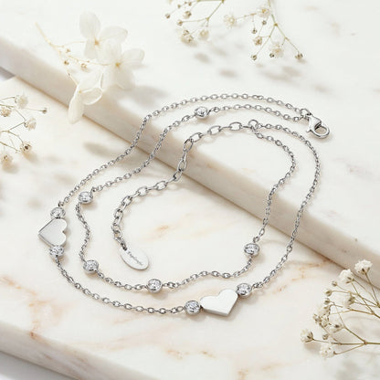 ENGELSRUFER HEART MOONLIGHT CZ STEEL ANKLET