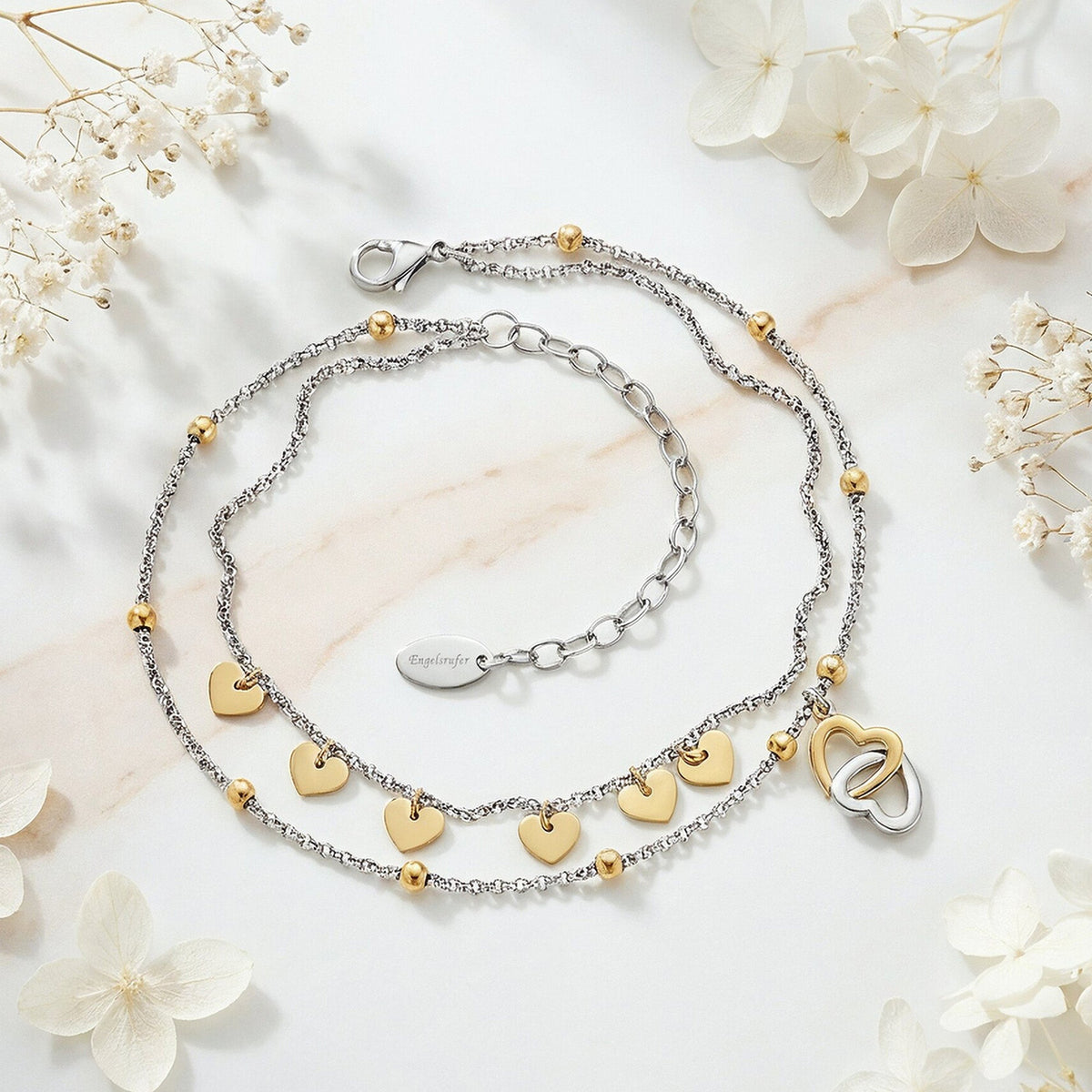 ENGELSRUFER HEARTS TWO-TONE STEEL ANKLET