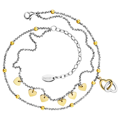 ENGELSRUFER HEARTS TWO-TONE STEEL ANKLET