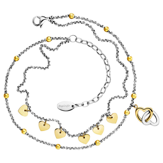 ENGELSRUFER HEARTS TWO-TONE STEEL ANKLET