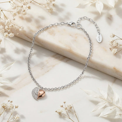 ENGELSRUFER HEART WING TWO-TONE STEEL ANKLET