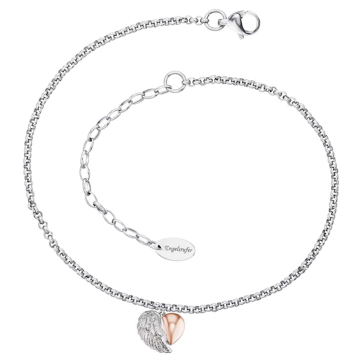 ENGELSRUFER HEART WING TWO-TONE STEEL ANKLET