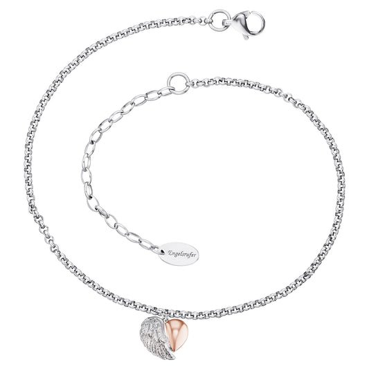 ENGELSRUFER HEART WING TWO-TONE STEEL ANKLET