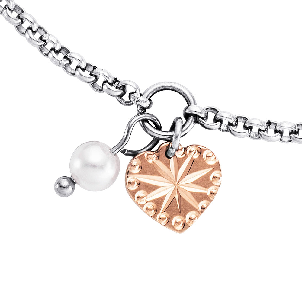 ENGELSRUFER STEEL HEART & PEARL ANKLET