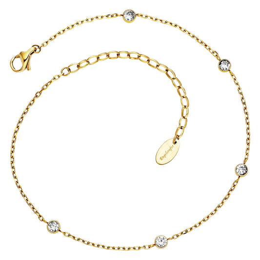 ENGELSRUFER GOLD MOONLIGHT CZ STEEL ANKLET