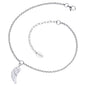 ENGELSRUFER STEEL WHITE ENAMEL ANGEL WING ANKLET