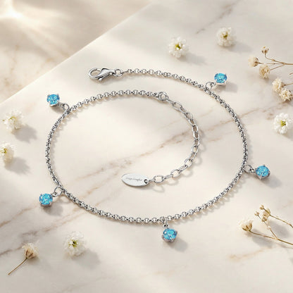 ENGELSRUFER OCEAN BLUE CZ STEEL ANKLET