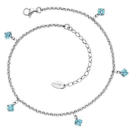 ENGELSRUFER OCEAN BLUE CZ STEEL ANKLET