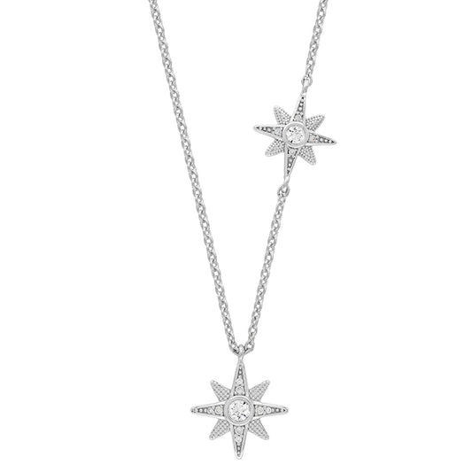ENGELSRUFER SILVER TWIN NEW STAR CZ NECKLACE