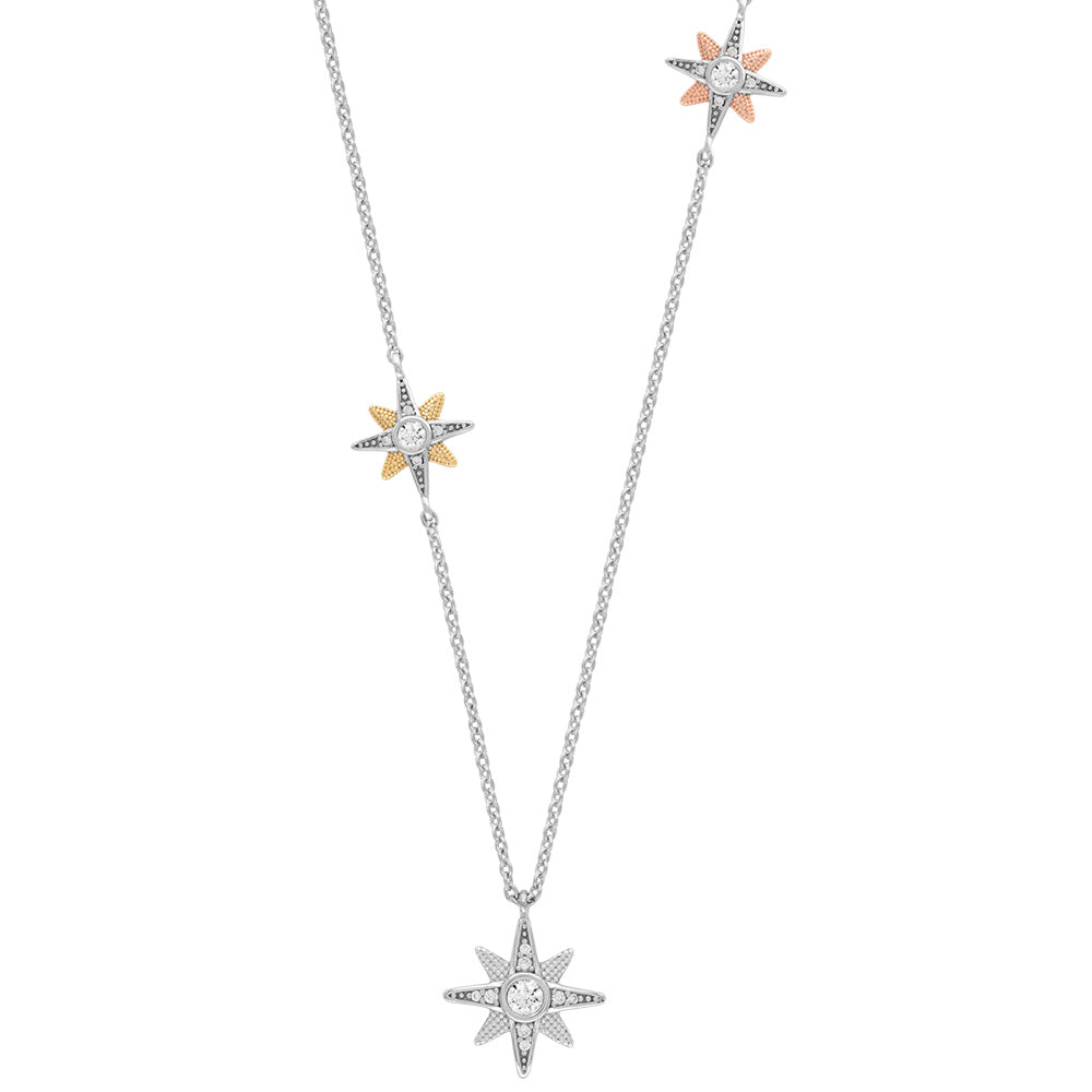 ENGELSRUFER SILVER TRI-COLOUR NEW STAR NECKLACE