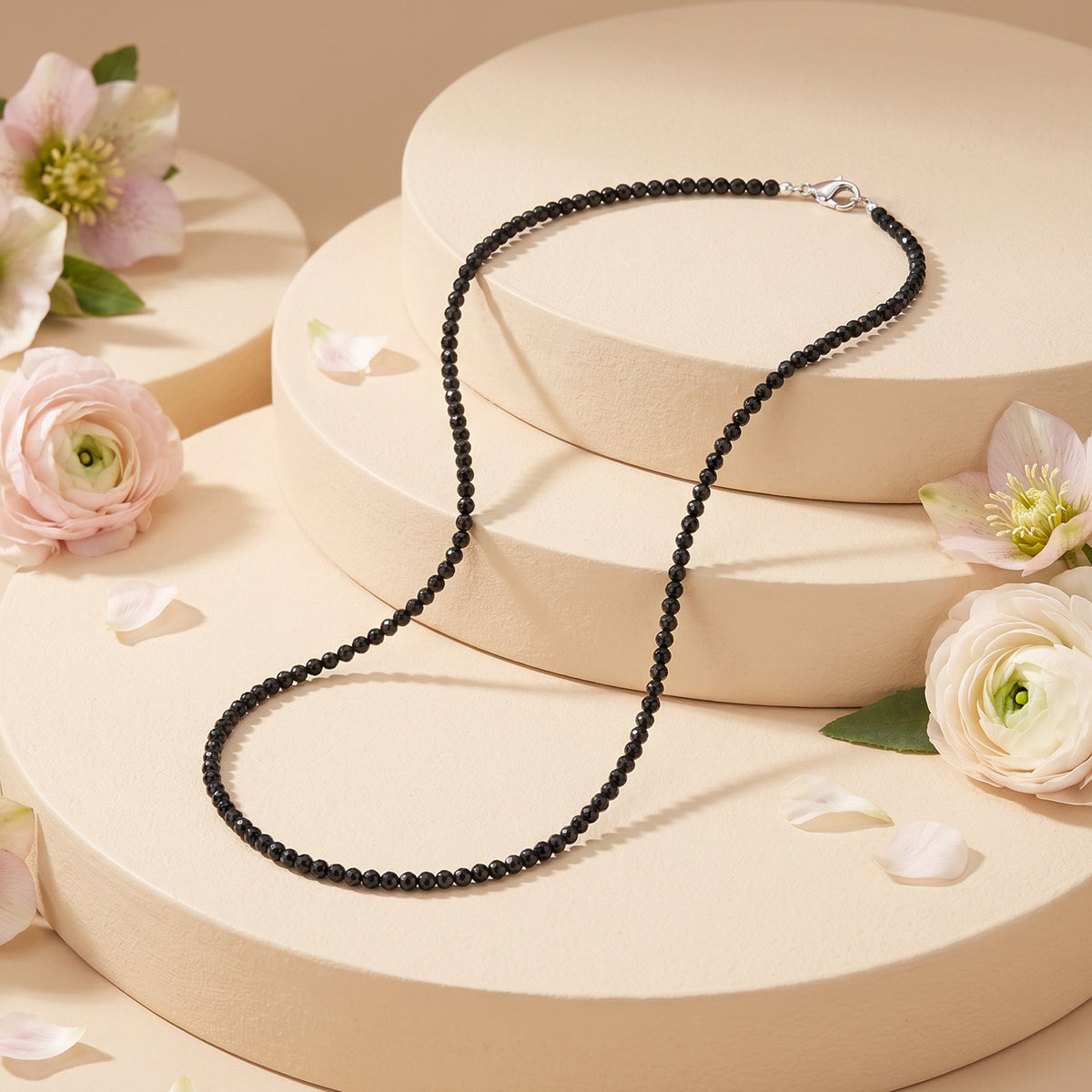 ENGELSRUFER SILVER BLACK SPINEL 40CM NECKLACE