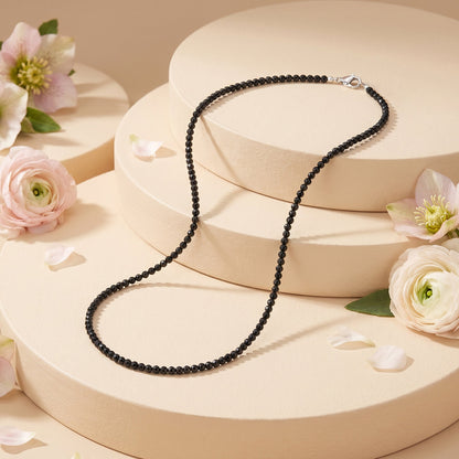 ENGELSRUFER SILVER BLACK SPINEL 40CM NECKLACE