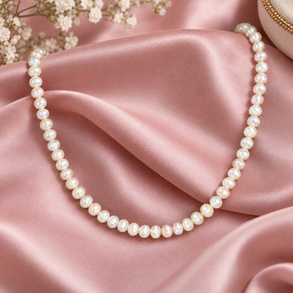 ENGELSRUFER SILVER FRESHWATER PEARL 40CM NECKLACE