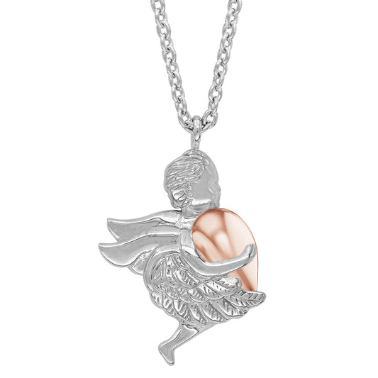 ENGELSRUFER SILVER ROSE GOLD ANGEL HEARTWING NECKLACE