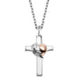 ENGELSRUFER SILVER ROSE GOLD HEARTWING CROSS NECKLACE