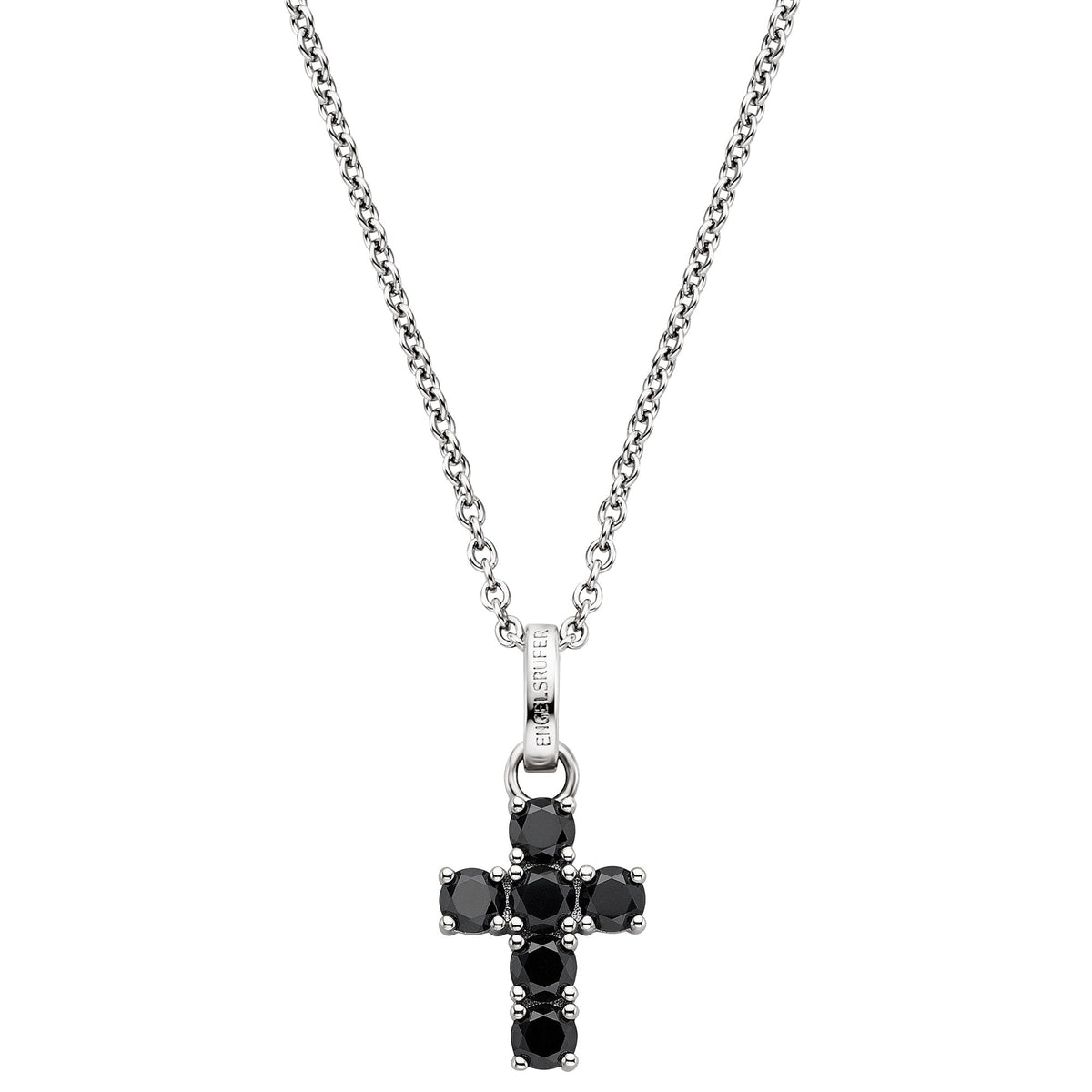 ENGELSRUFER SILVER HOPE CROSS BLACK CZ NECKLACE