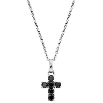 ENGELSRUFER SILVER HOPE CROSS BLACK CZ NECKLACE