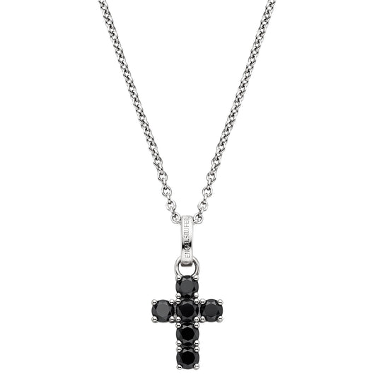 ENGELSRUFER SILVER HOPE CROSS BLACK CZ NECKLACE