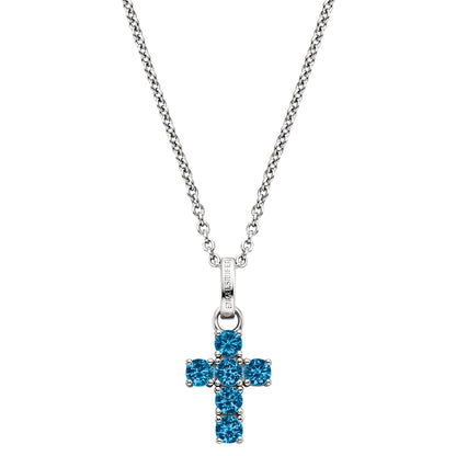ENGELSRUFER SILVER HOPE CROSS BLUE CZ NECKLACE