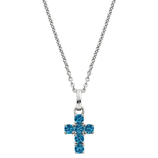 ENGELSRUFER SILVER HOPE CROSS BLUE CZ NECKLACE