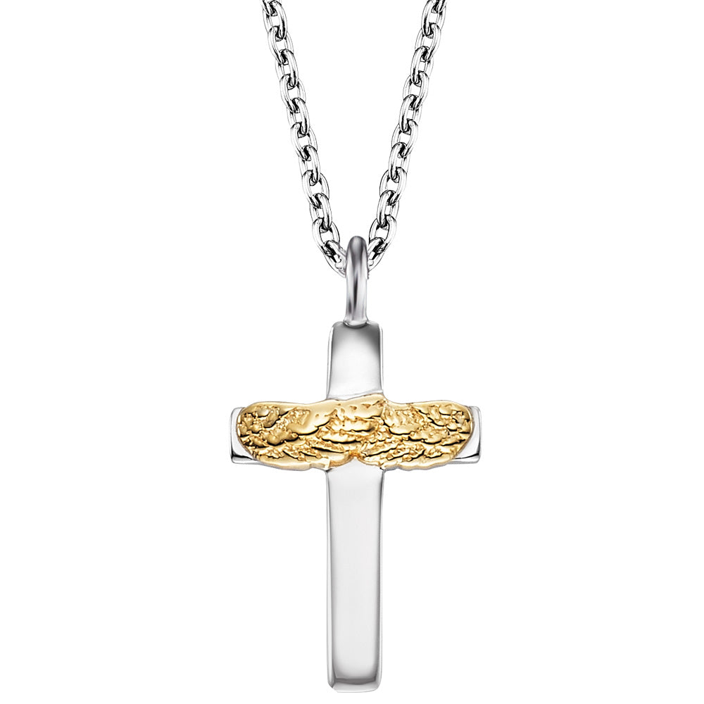 ENGELSRUFER SILVER GOLD ANGEL WINGS CROSS NECKLACE