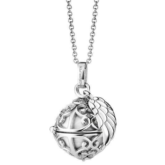 ENGELSRUFER SILVER WHITE PEARL ANGEL WING SOUNDBALL NECKLACE