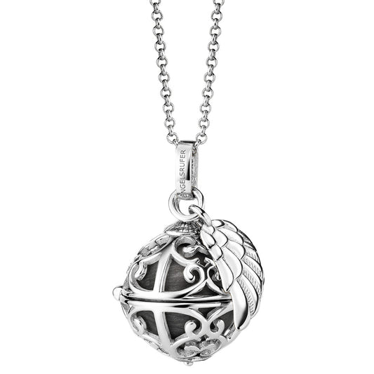ENGELSRUFER SILVER GREY PEARL ANGEL WING SOUNDBALL NECKLACE