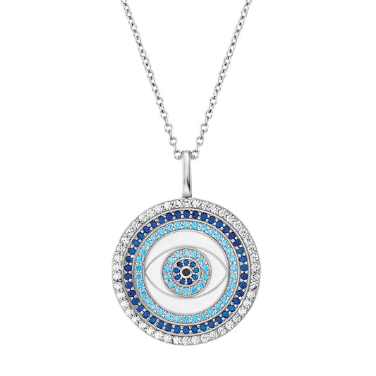 ENGELSRUFER SILVER LUCKY EYE ENAMEL BLUE CZ NECKLACE