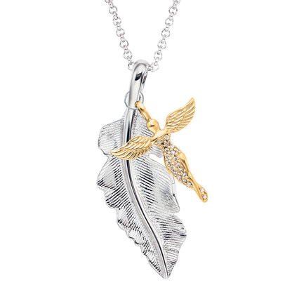 ENGELSRUFER GOLD FEATHER ANGEL NECKLACE