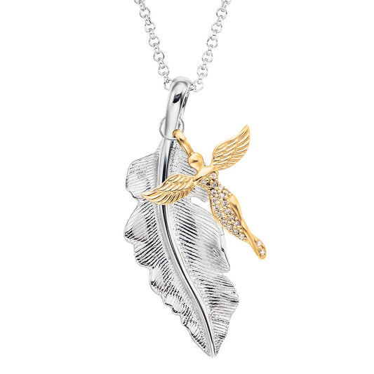 ENGELSRUFER GOLD FEATHER ANGEL NECKLACE
