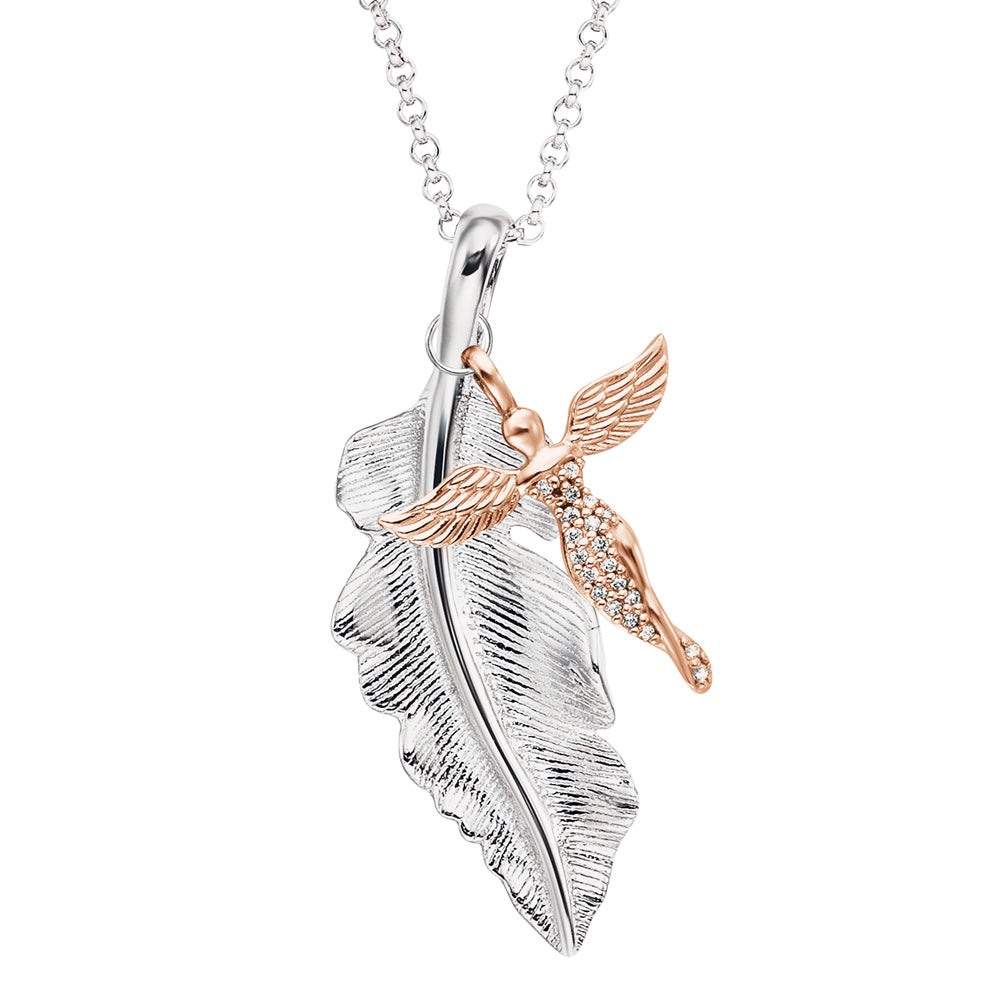 ENGELSRUFER ROSE GOLD FEATHER ANGEL NECKLACE