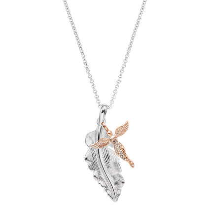 ENGELSRUFER ROSE GOLD FEATHER ANGEL NECKLACE