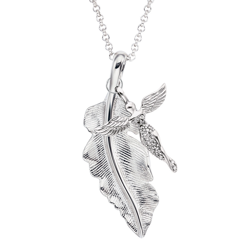 ENGELSRUFER SILVER FEATHER ANGEL NECKLACE