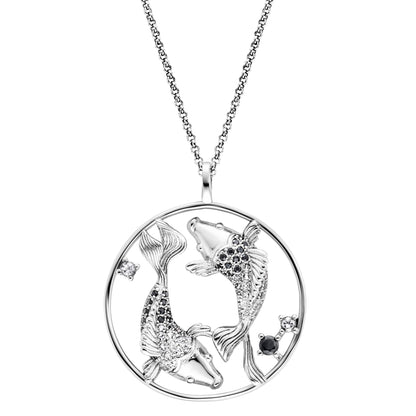 ENGELSRUFER SILVER DARK SHADE KOI FISH BALANCE CZ NECKLACE