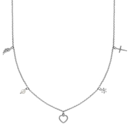 ENGELSRUFER SILVER FAITH LOVE HOPE PEARL SHINY CZ NECKLACE
