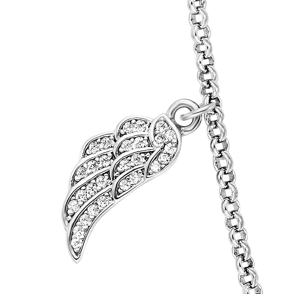 ENGELSRUFER FAITH LOVE HOPE WING HEART CROSS CZ NECKLACE