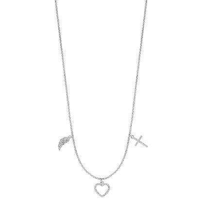 ENGELSRUFER FAITH LOVE HOPE WING HEART CROSS CZ NECKLACE