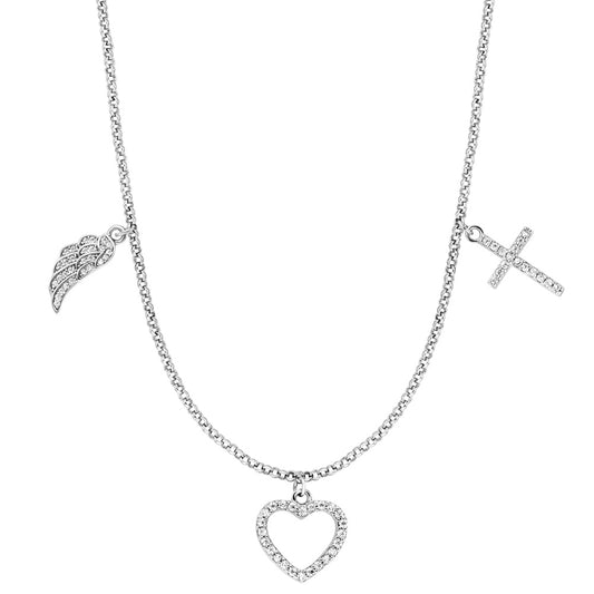 ENGELSRUFER FAITH LOVE HOPE WING HEART CROSS CZ NECKLACE